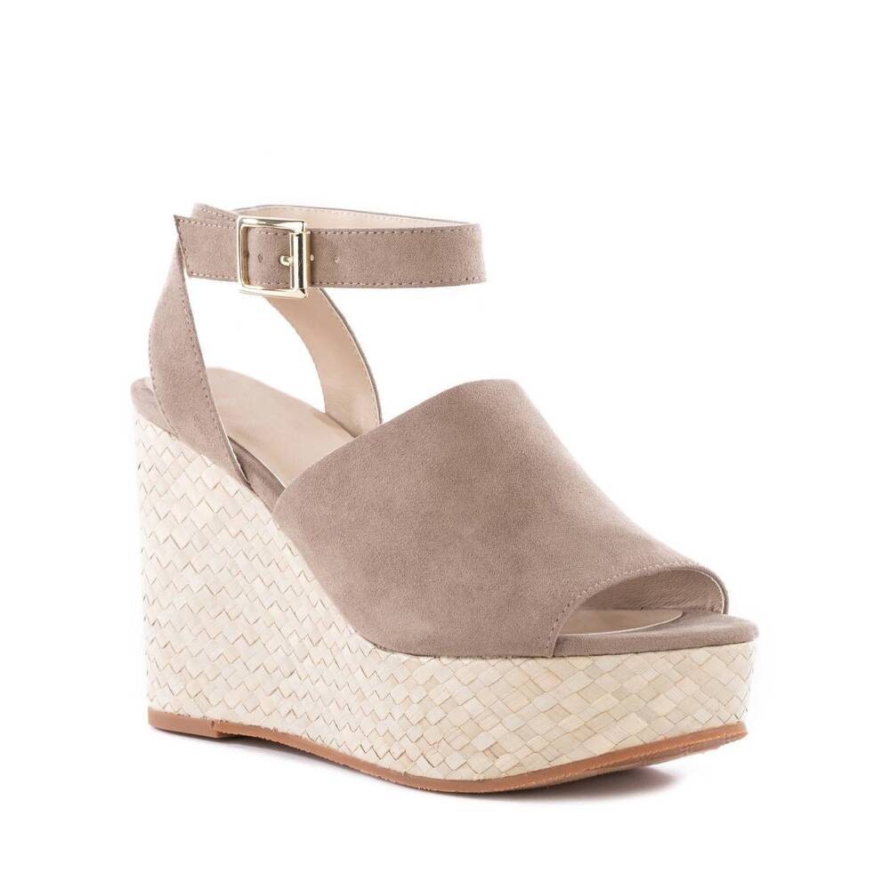 NEW BC FOOTWEAR women's wild orchids wedge sandal in taupe